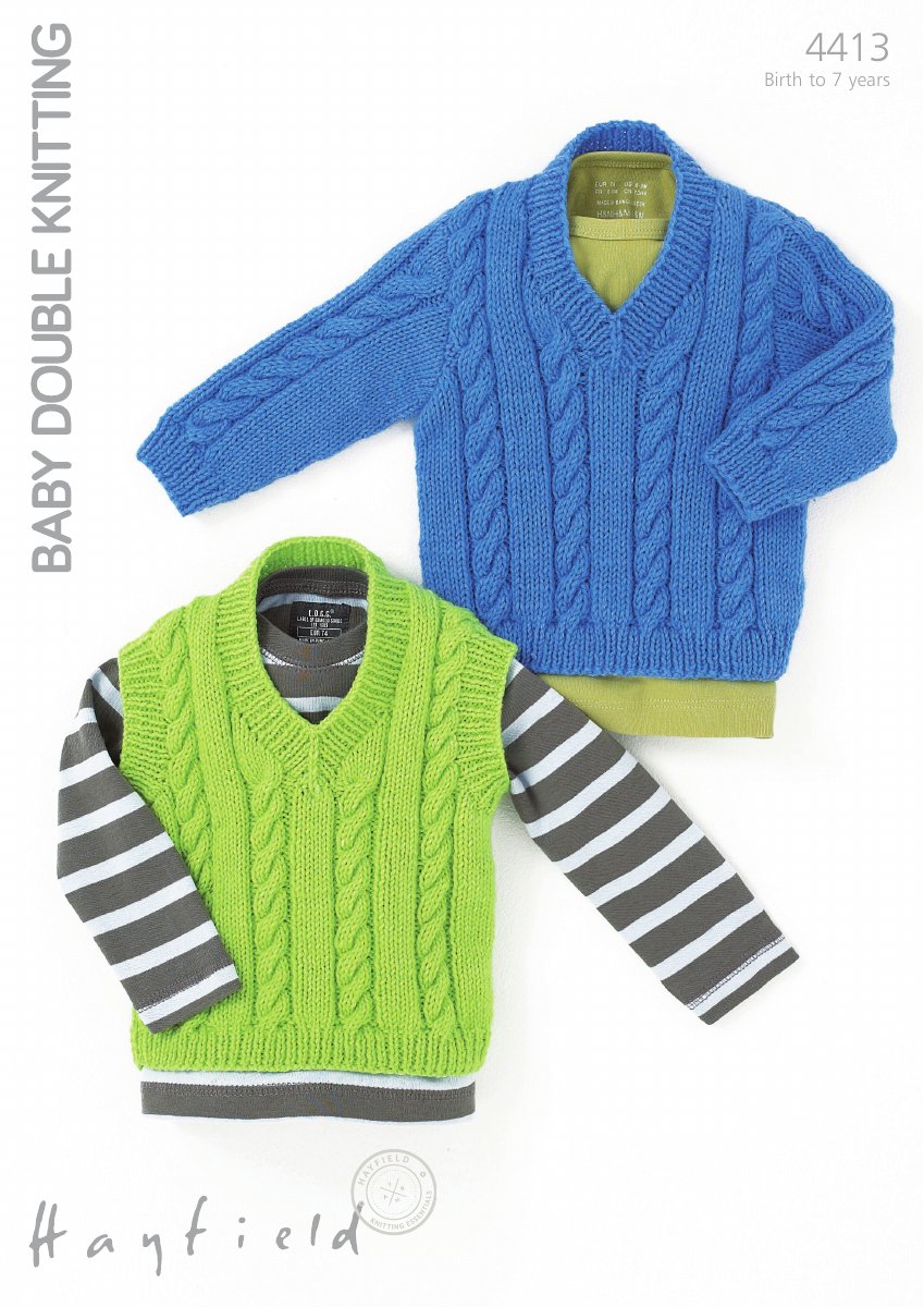 Hayfield 4413 Tank and Sweater in Baby DK pattern cover