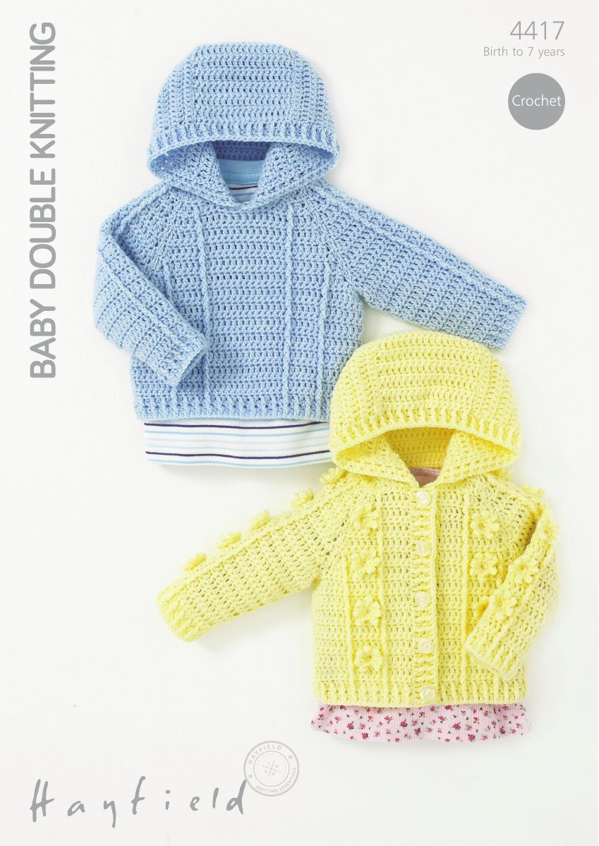 Hayfield 4417 Hooded Sweater and Jacket in Baby DK pattern cover