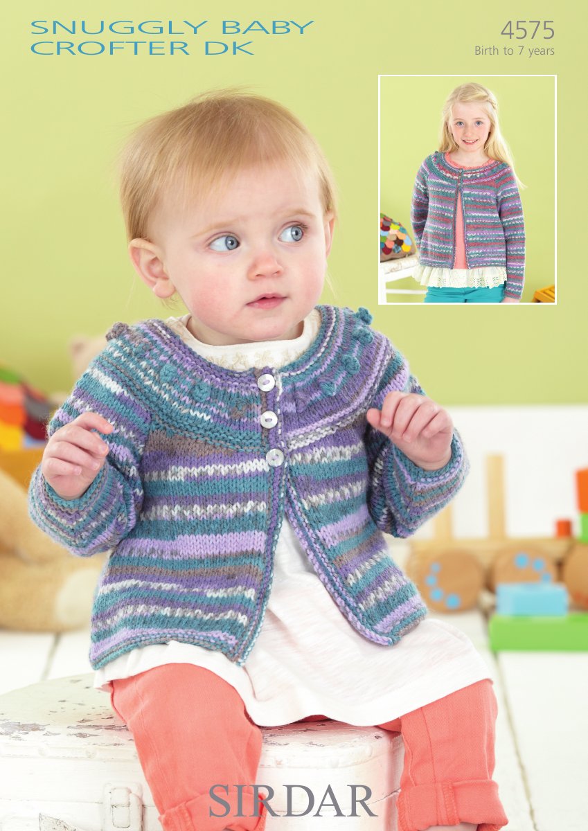 Sirdar 4575 Round Neck Cardigan in Snuggly Baby Crofter DK pattern cover