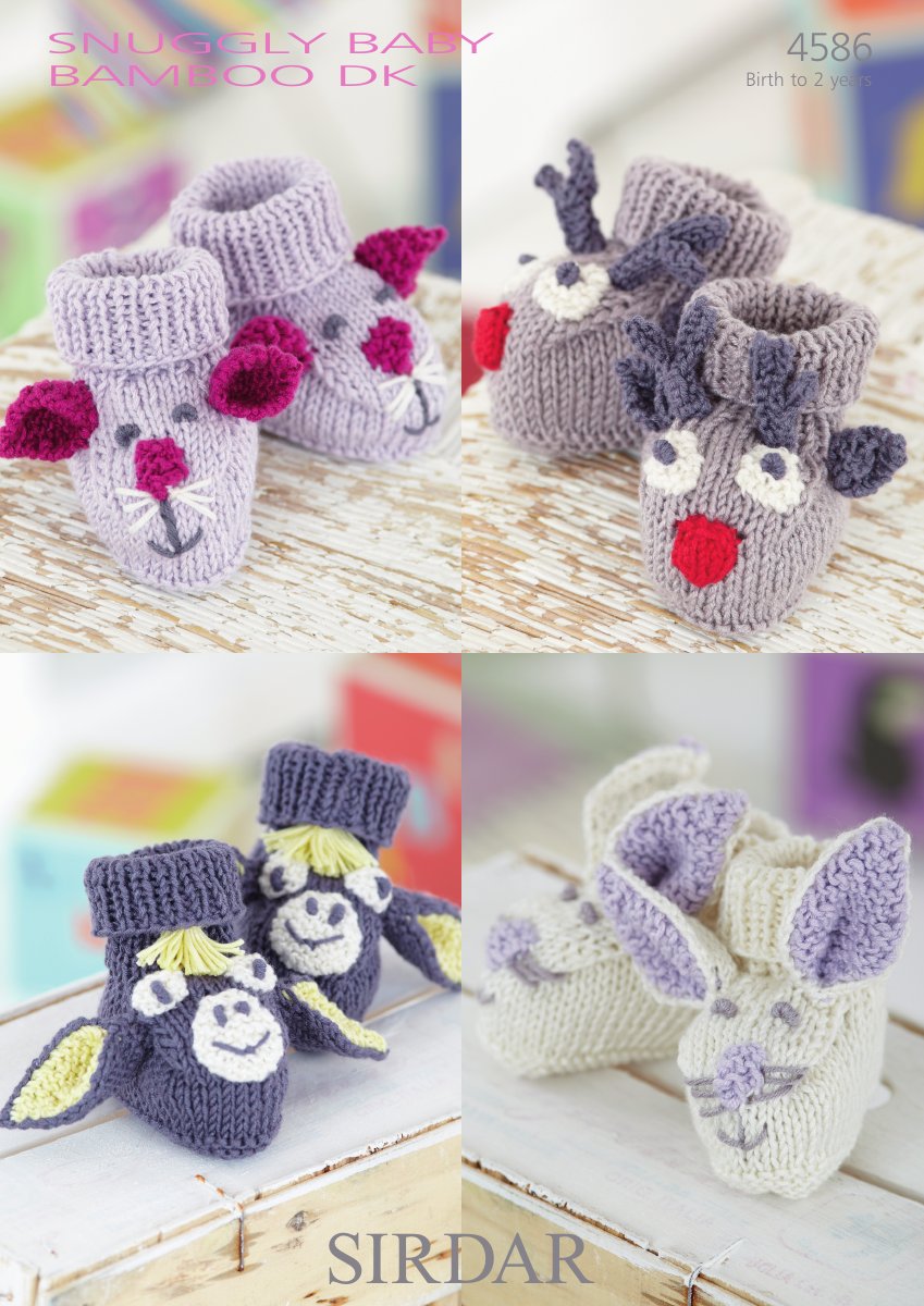Sirdar 4586 Baby's & Child's Bootees in Snuggly Baby Bamboo DK pattern cover
