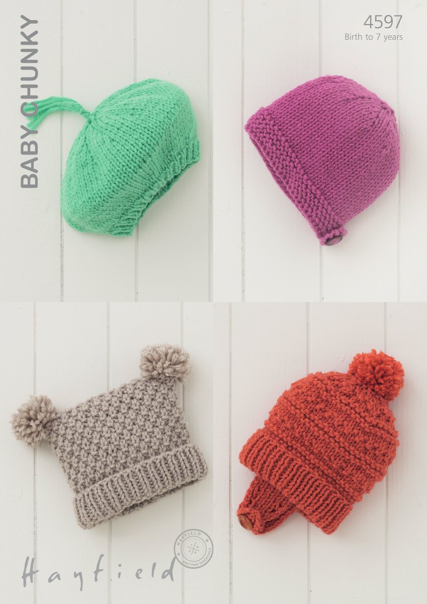 Hayfield 4597 Hats in Baby Chunky pattern cover