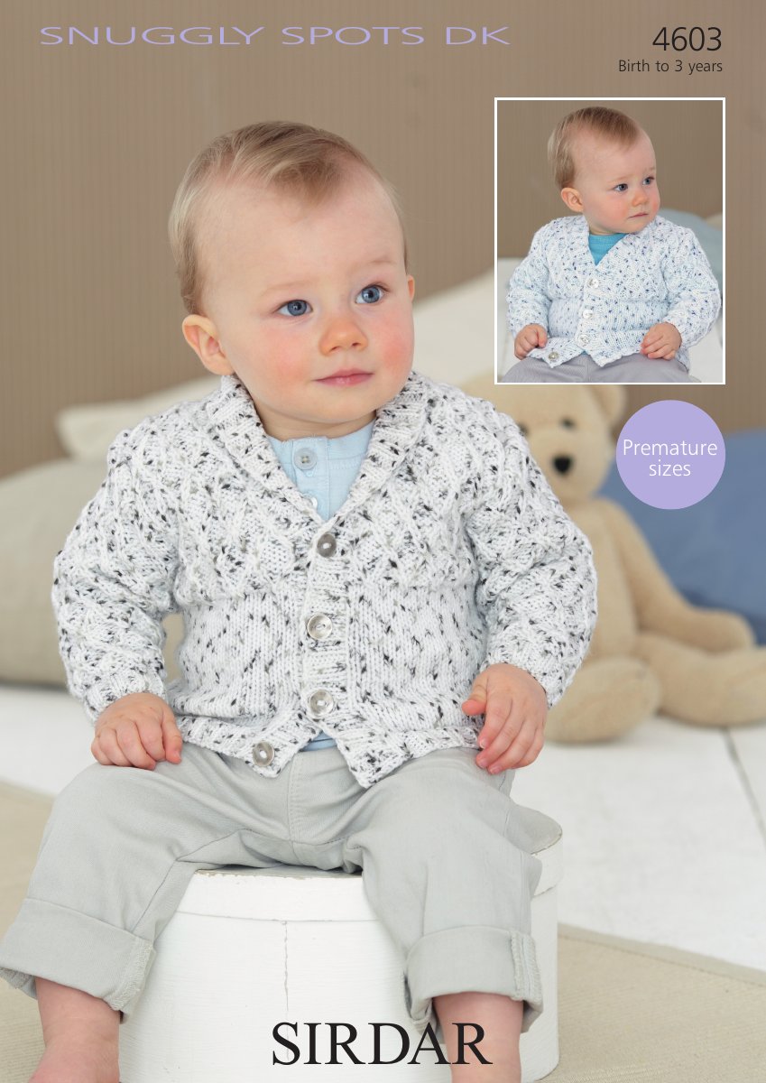Sirdar 4603 Baby Boy's Cardigans in Snuggly Spots DK pattern cover
