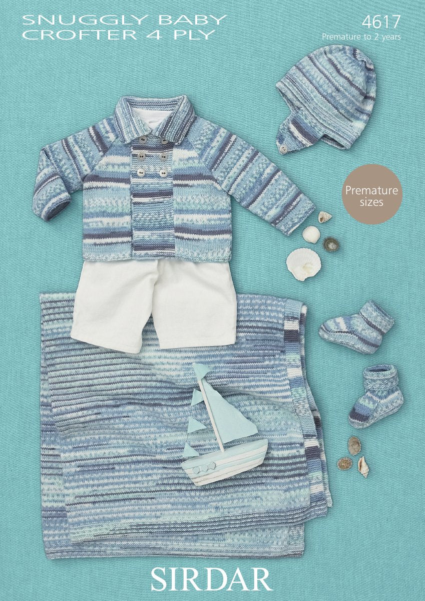 Sirdar 4617 Coat, Helmet, Bootees & Blanket in Snuggly Baby Crofter 4 Ply pattern cover
