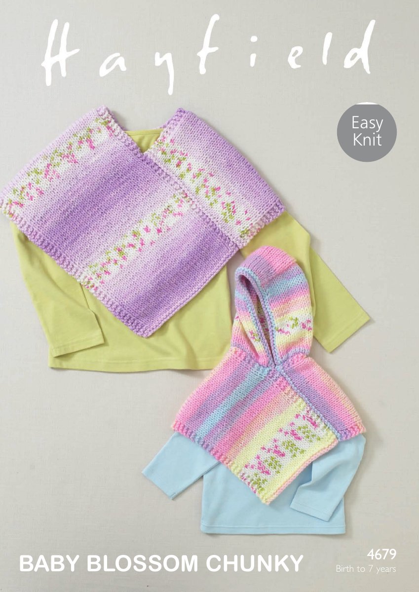 Hayfield 4679 Ponchos in Baby Blossom Chunky pattern cover