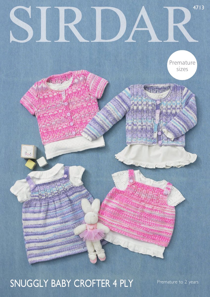 Sirdar 4713 Cardigans, Angel Top & Dress in Snuggly Baby Crofter 4 Ply pattern cover