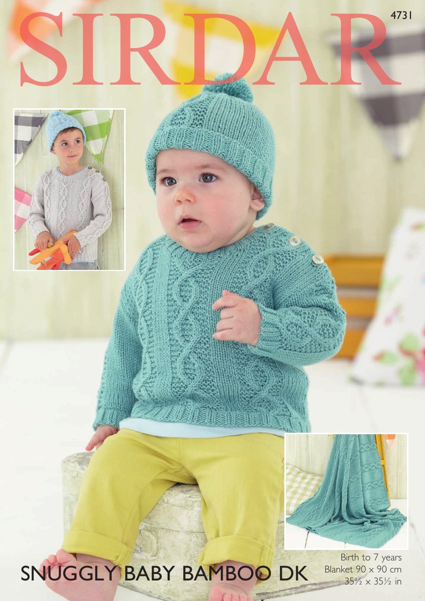 Sirdar 4731 Sweater, Hat and Blanket in Snuggly Baby Bamboo DK pattern cover