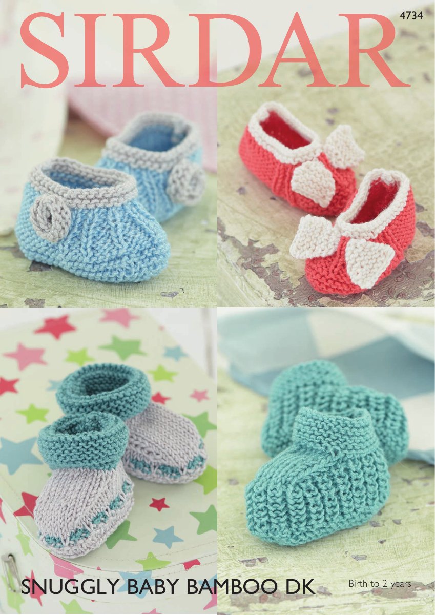 Sirdar 4734 Baby's & Child's Bootees in Snuggly Baby Bamboo DK pattern cover