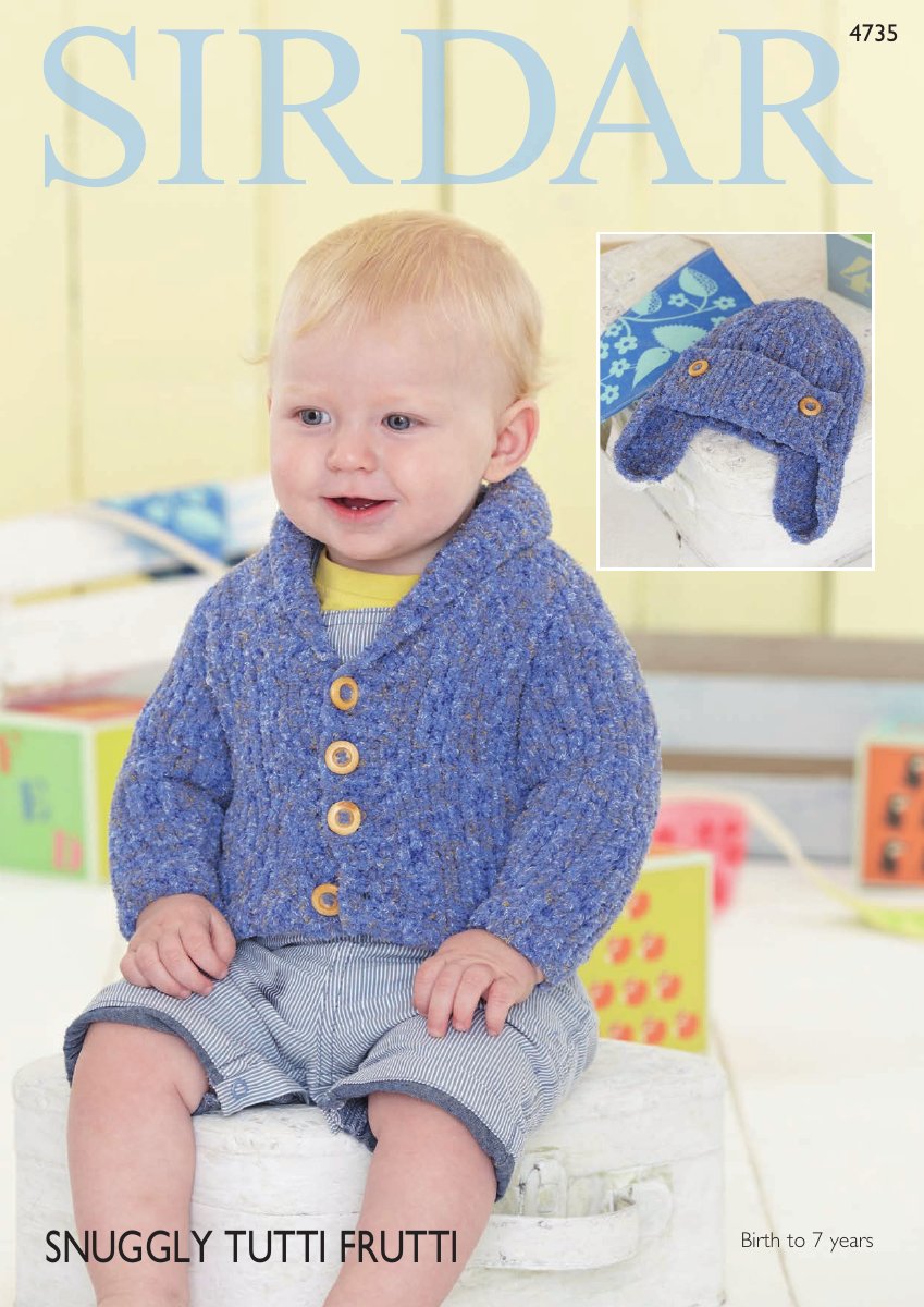 Sirdar 4735 Cardigan & Helmet in Snuggly Tutti Frutti pattern cover