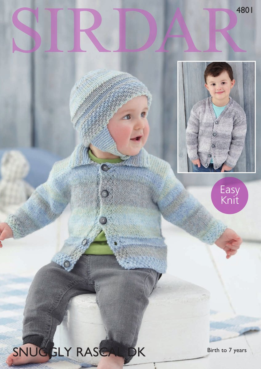 Sirdar 4801 Cardigan & Helmet in Snuggly Rascal DK pattern cover