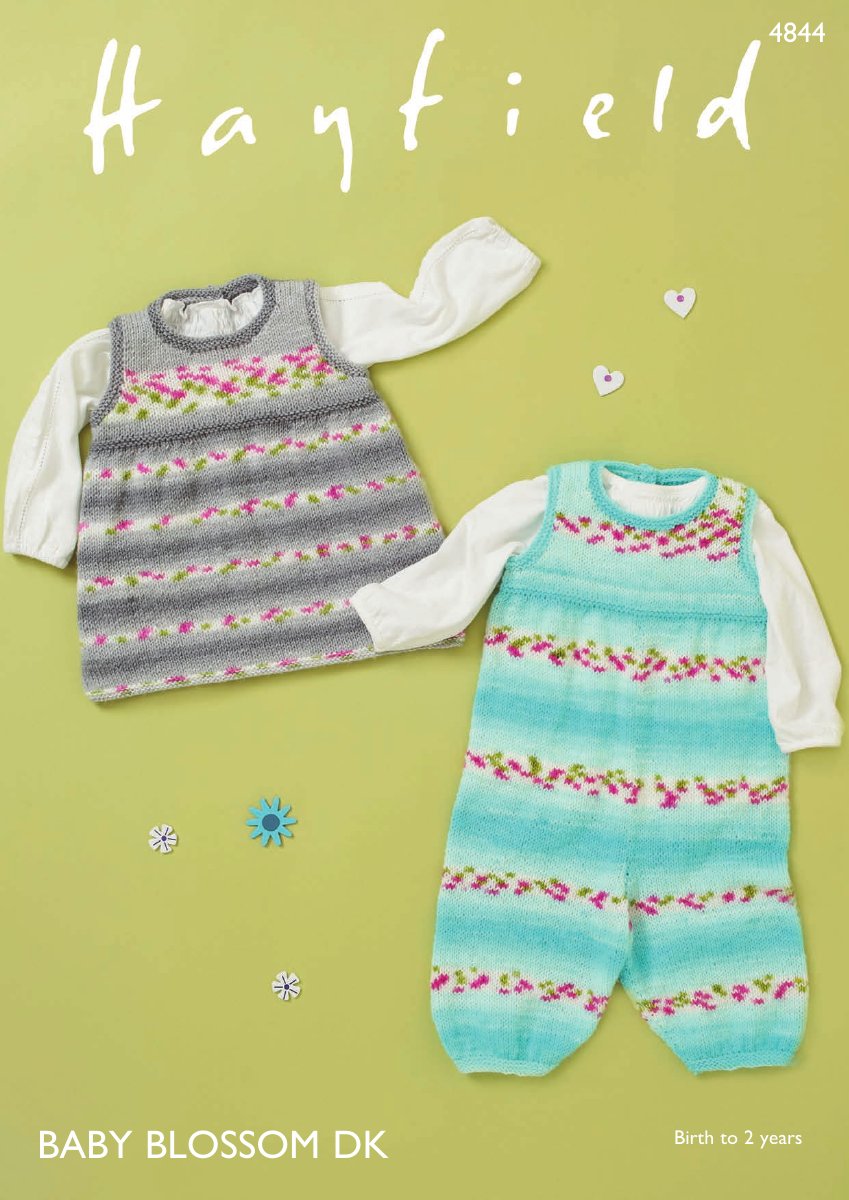 Hayfield 4844 Dungarees and Pinafore in Baby Blossom DK pattern cover
