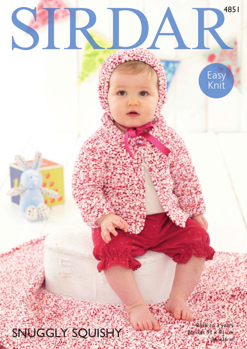 Sirdar 4851 Jacket, Bonnet and Blanket in Snuggly Squishy pattern cover