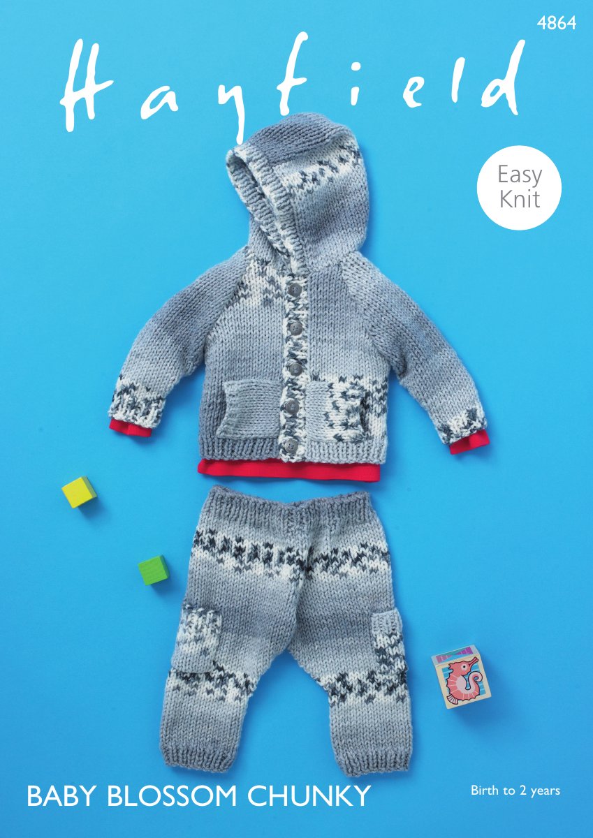 Hayfield 4864 Hooded Jacket and Trousers in Baby Blossom Chunky pattern cover