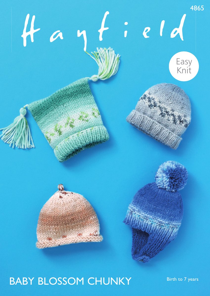 Hayfield 4865 Hats in Baby Blossom Chunky pattern cover