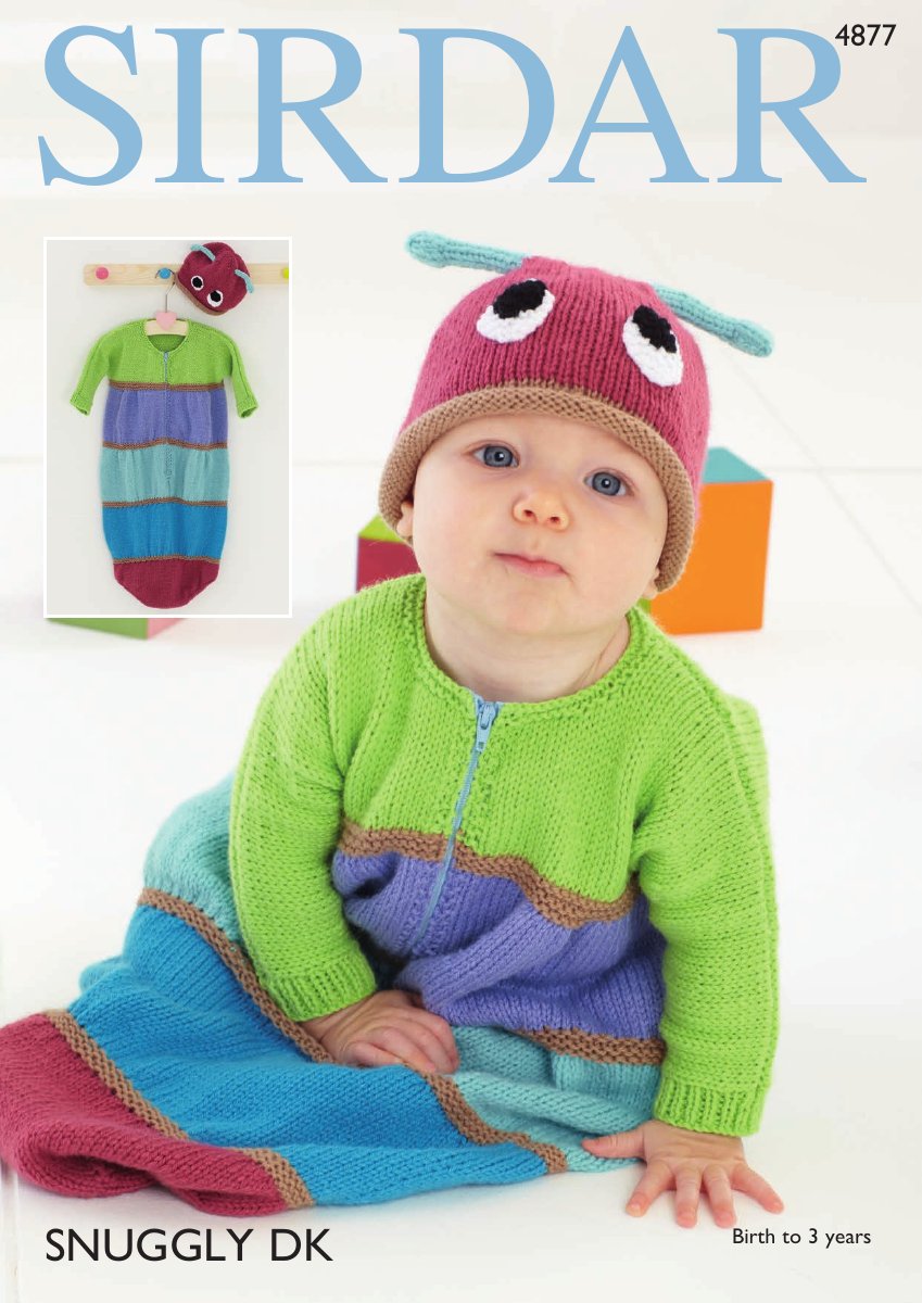 Sirdar 4877 Sleeping Bag and Hat in Snuggly DK pattern cover
