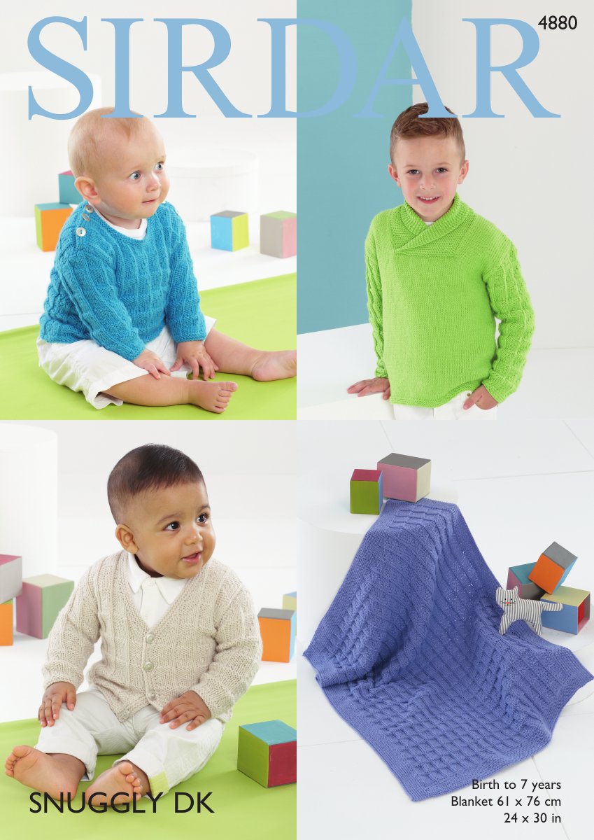 Sirdar 4880 Boy's Sweaters, Cardigan and Blanket in Snuggly DK pattern cover