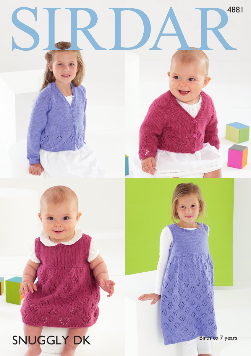 Sirdar 4881 Cardigan and Pinafore in Snuggly DK pattern cover