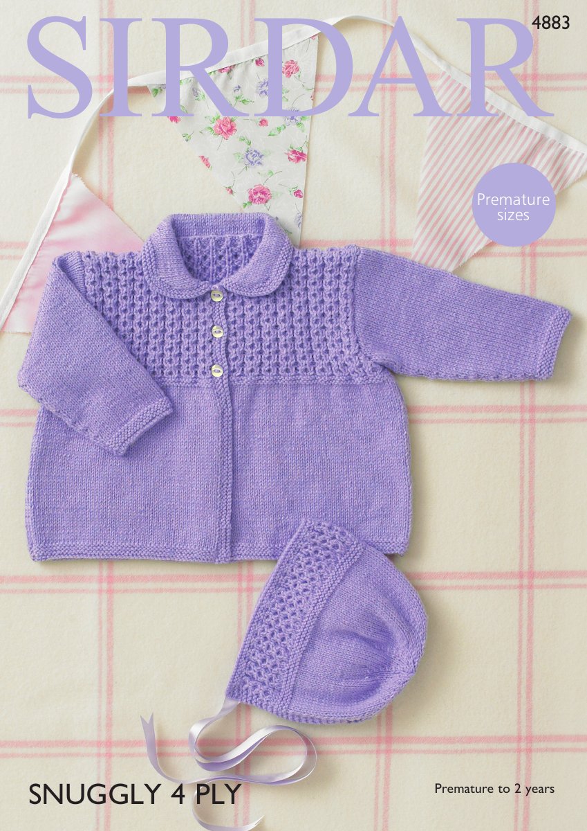Sirdar 4883 Baby Girl's Coat and Bonnet in Snuggly 4 Ply pattern cover