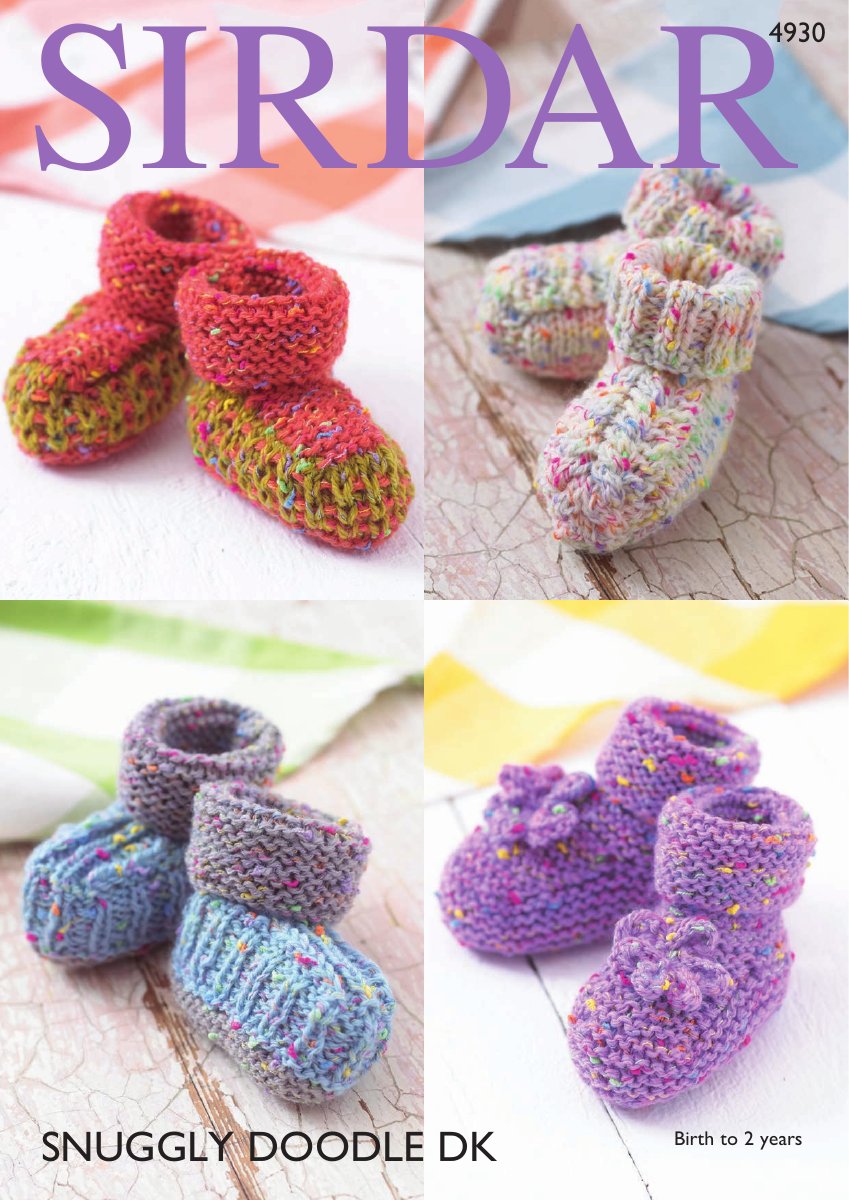 Sirdar 4930 Bootees in Snuggly Doodle DK pattern cover
