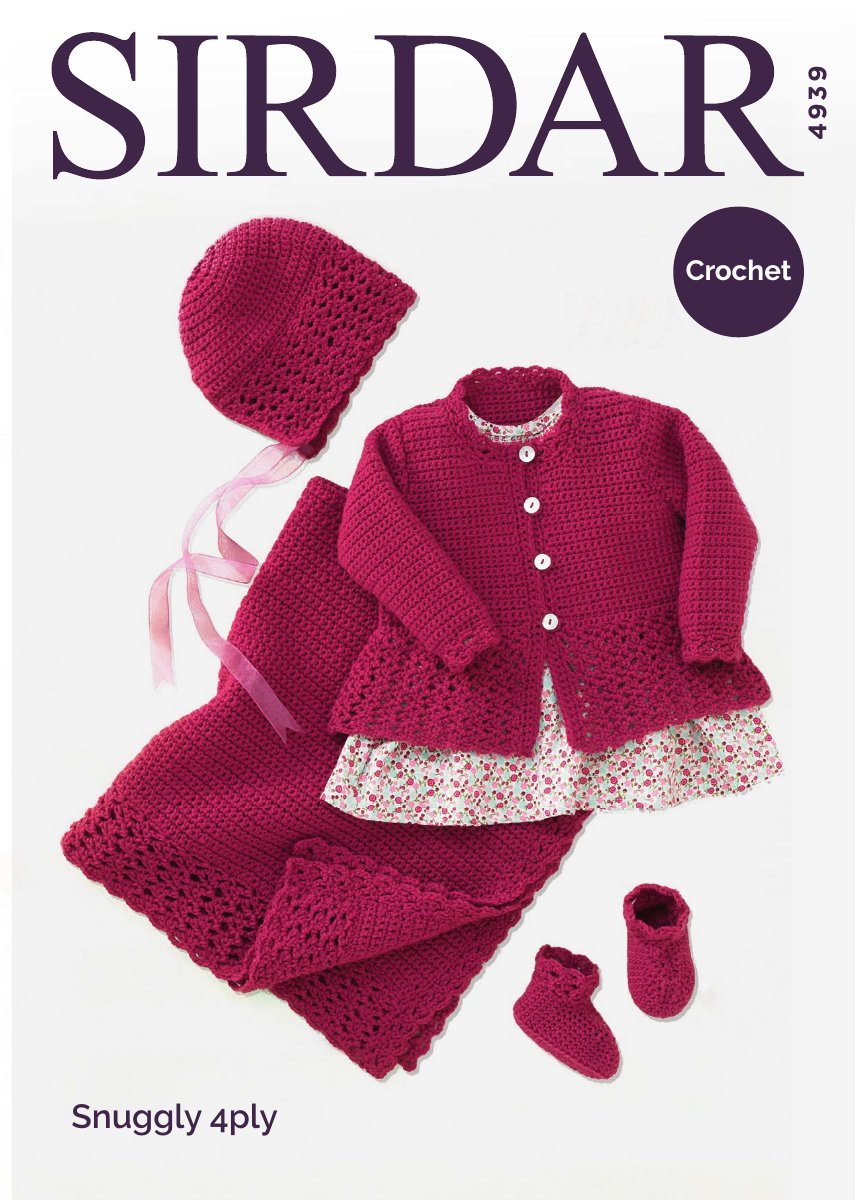 Sirdar 4939 Coat, Hat, Bootees & Blanket in Snuggly 4 Ply pattern cover