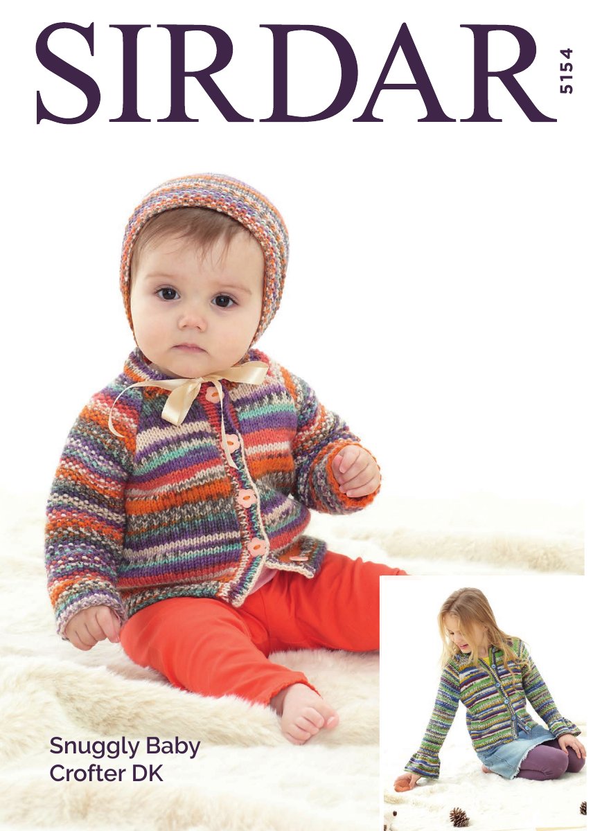 Sirdar 5154 Cardigans and Bonnet in Snuggly Baby Crofter DK pattern cover