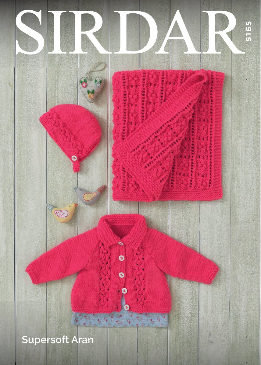 Sirdar 5165 Baby Girl's Jacket, Bonnet and Blanket in Supersoft Aran pattern cover