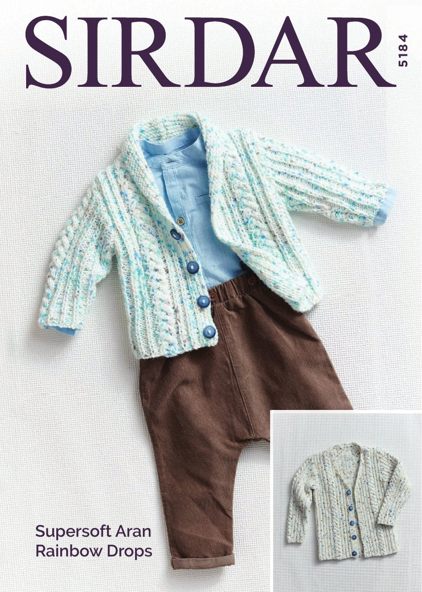 Sirdar 5184 Cardigans in Supersoft Aran Rainbow Drops pattern cover