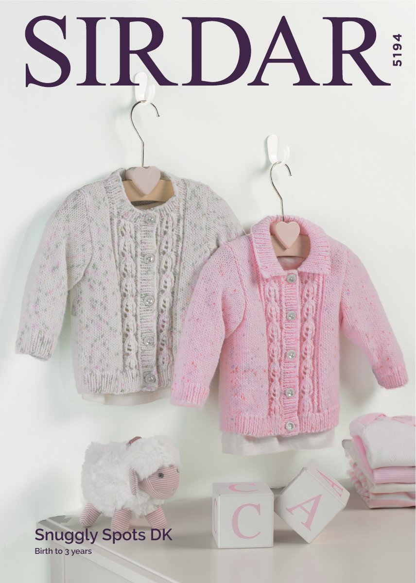 Sirdar 5194 Baby and Girl's Cardigans in Snuggly Spots DK pattern cover