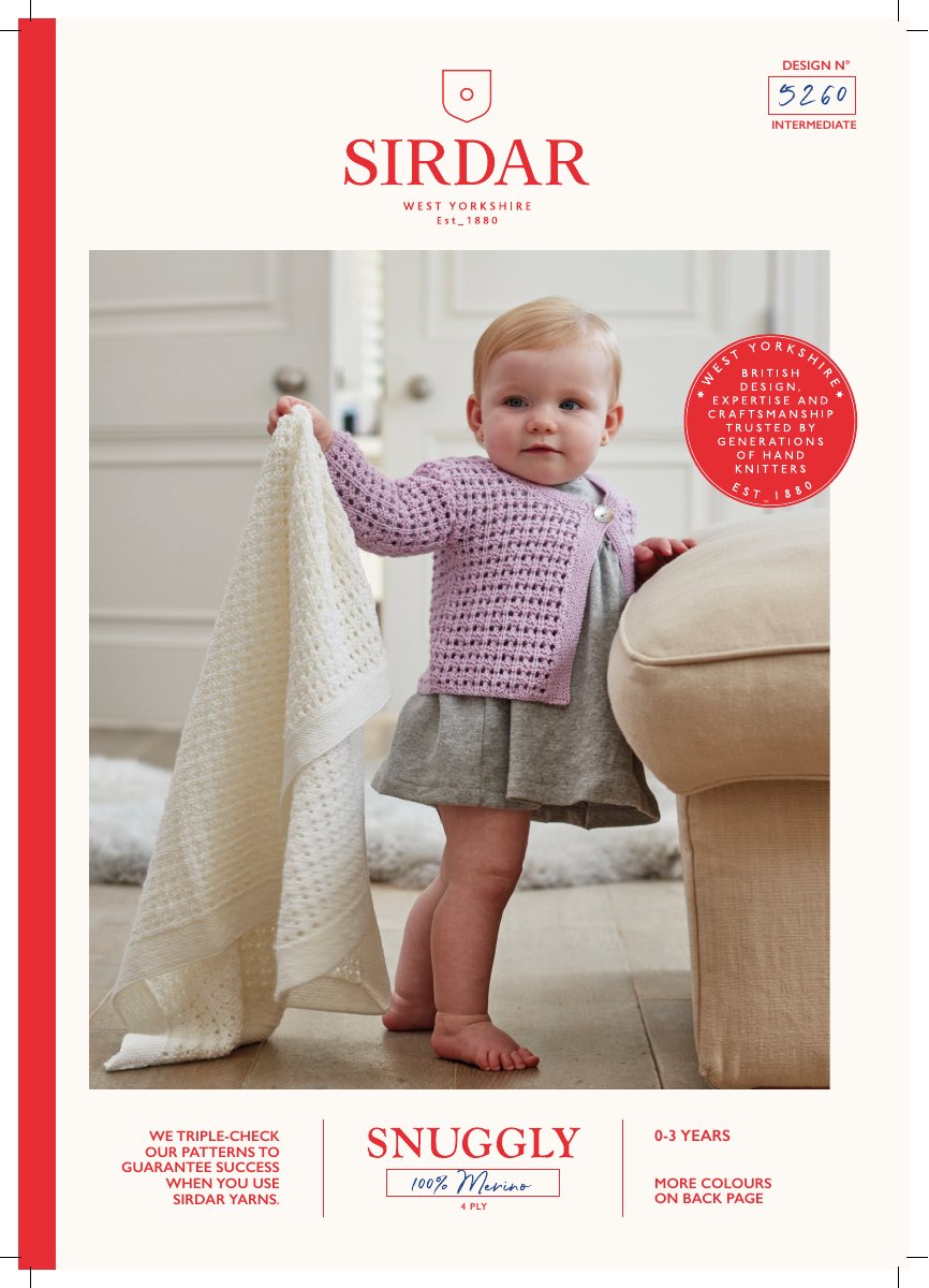 Sirdar 5260 Baby's & Child's Cardigan in Snuggly 100% Merino 4 Ply pattern cover
