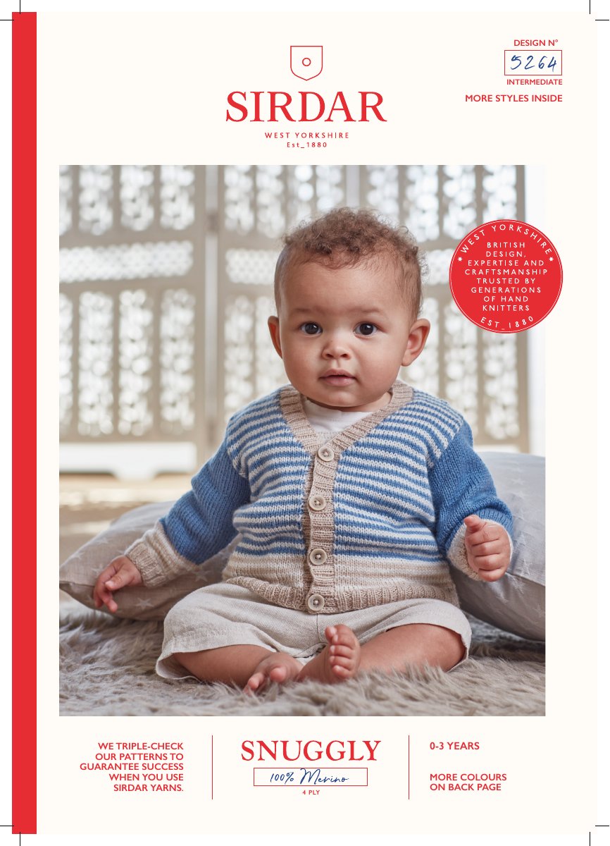 Sirdar 5264 Baby's & Child's Cardigan in Snuggly 100% Merino 4 Ply pattern cover