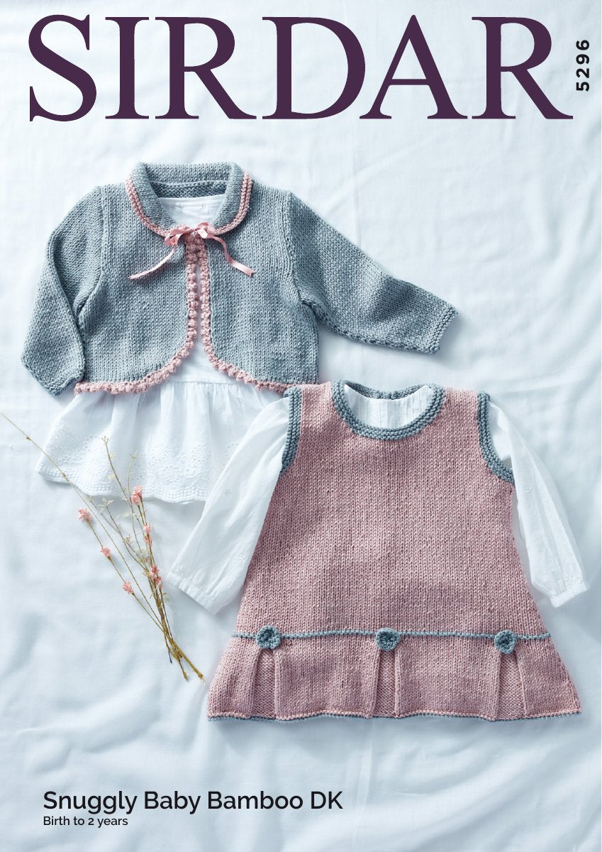Sirdar 5296 Pinafore and Cardigan in Snuggly Baby Bamboo DK pattern cover