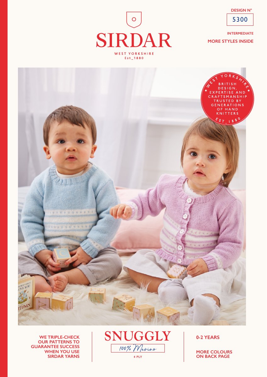 Sirdar 5300 Baby's & Child's Cardigan in Snuggly 100% Merino 4 Ply pattern cover