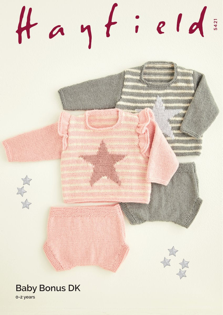 Hayfield 5421 Baby's Sweater in Baby Bonus DK pattern cover