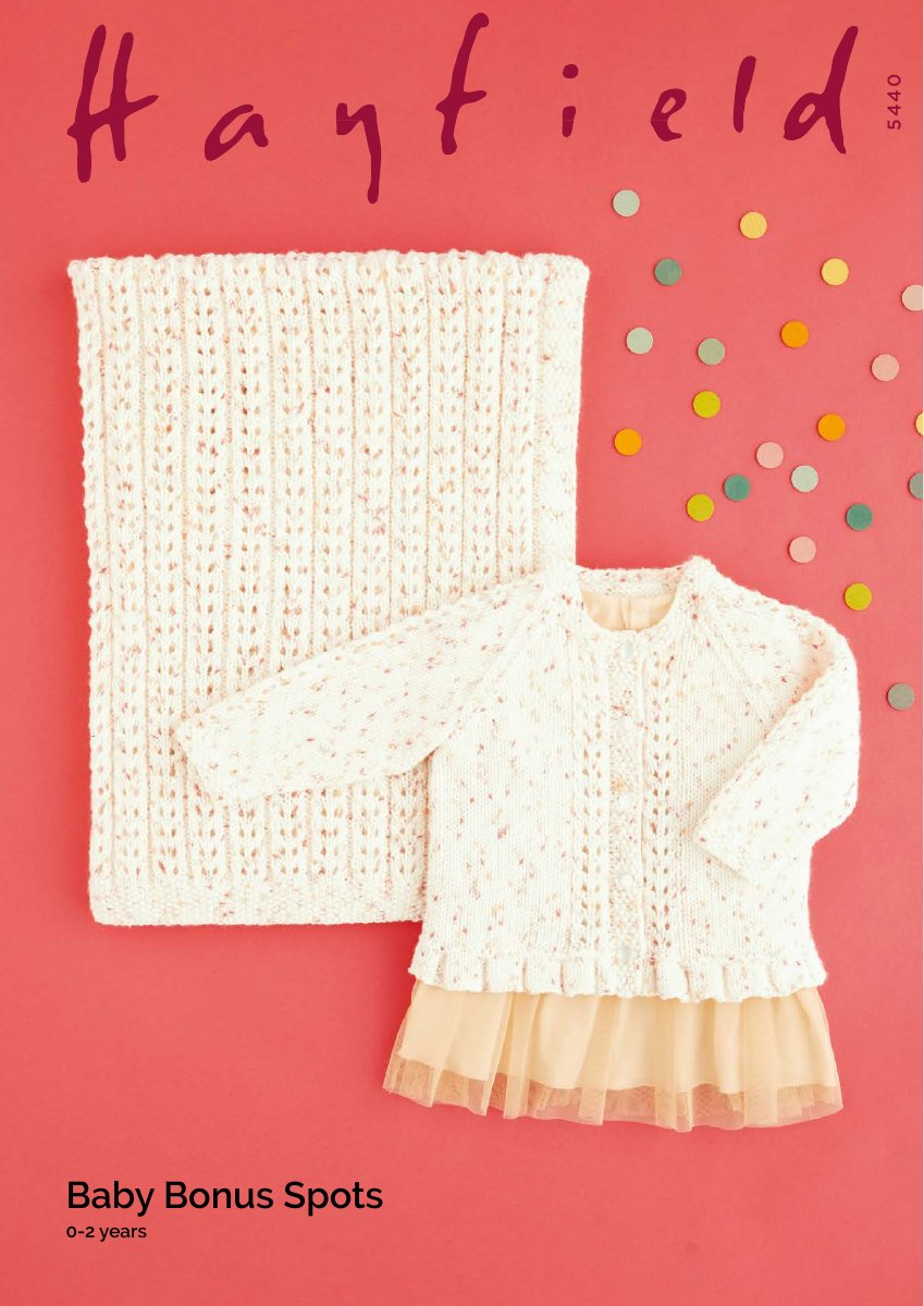 Hayfield 5440 Baby's Cardigan in Baby Bonus Spots DK pattern cover