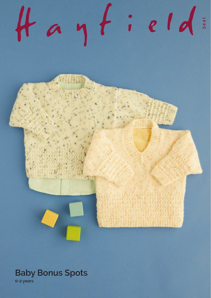 Hayfield 5441 Sweaters in Baby Bonus Spots DK pattern cover