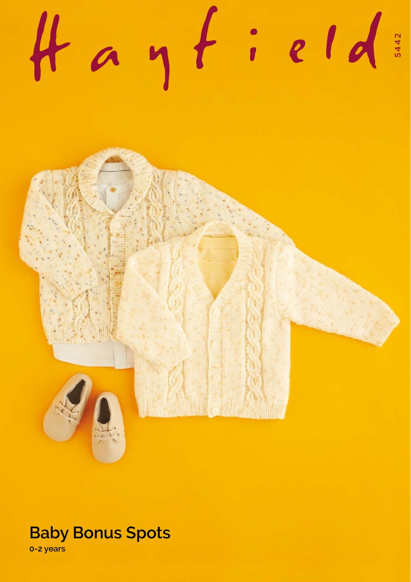 Hayfield 5442 Baby's Cardigan in Baby Bonus Spots DK pattern cover