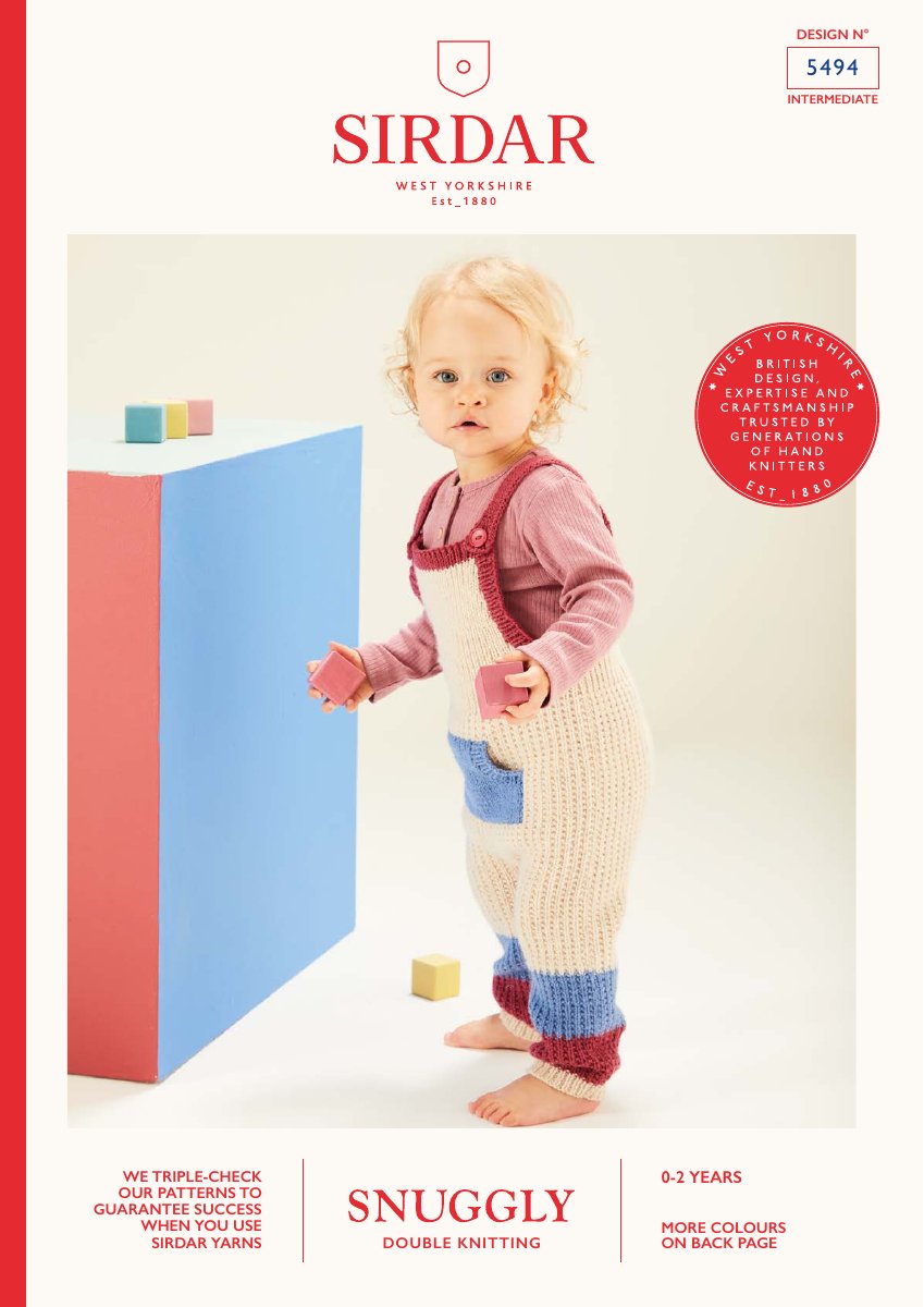 Sirdar 5494 Baby's & Child's Dungarees in Snuggly DK pattern cover