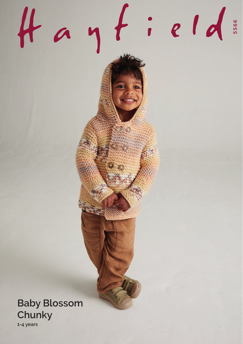 Hayfield 5566 Duffle Coat in Baby Blossom Chunky pattern cover