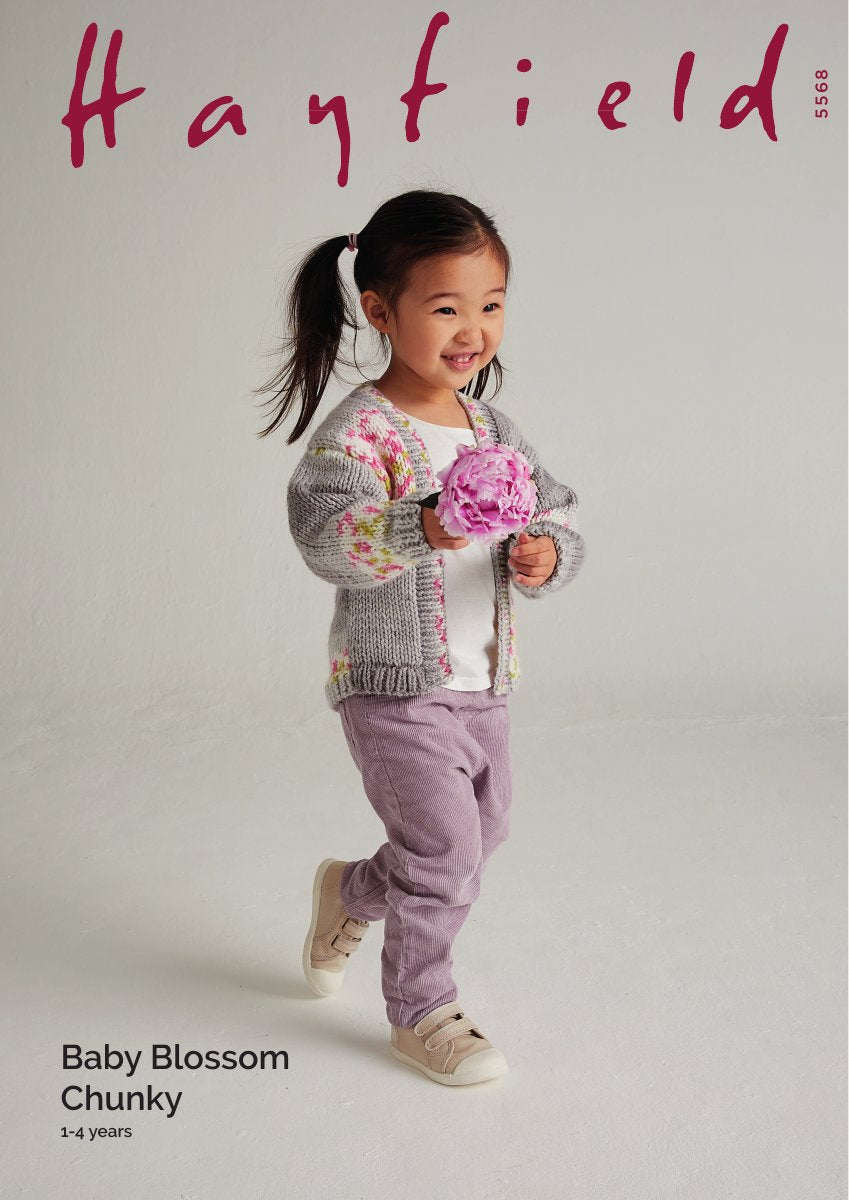 Hayfield 5568 Cardigan in Baby Blossom Chunky pattern cover