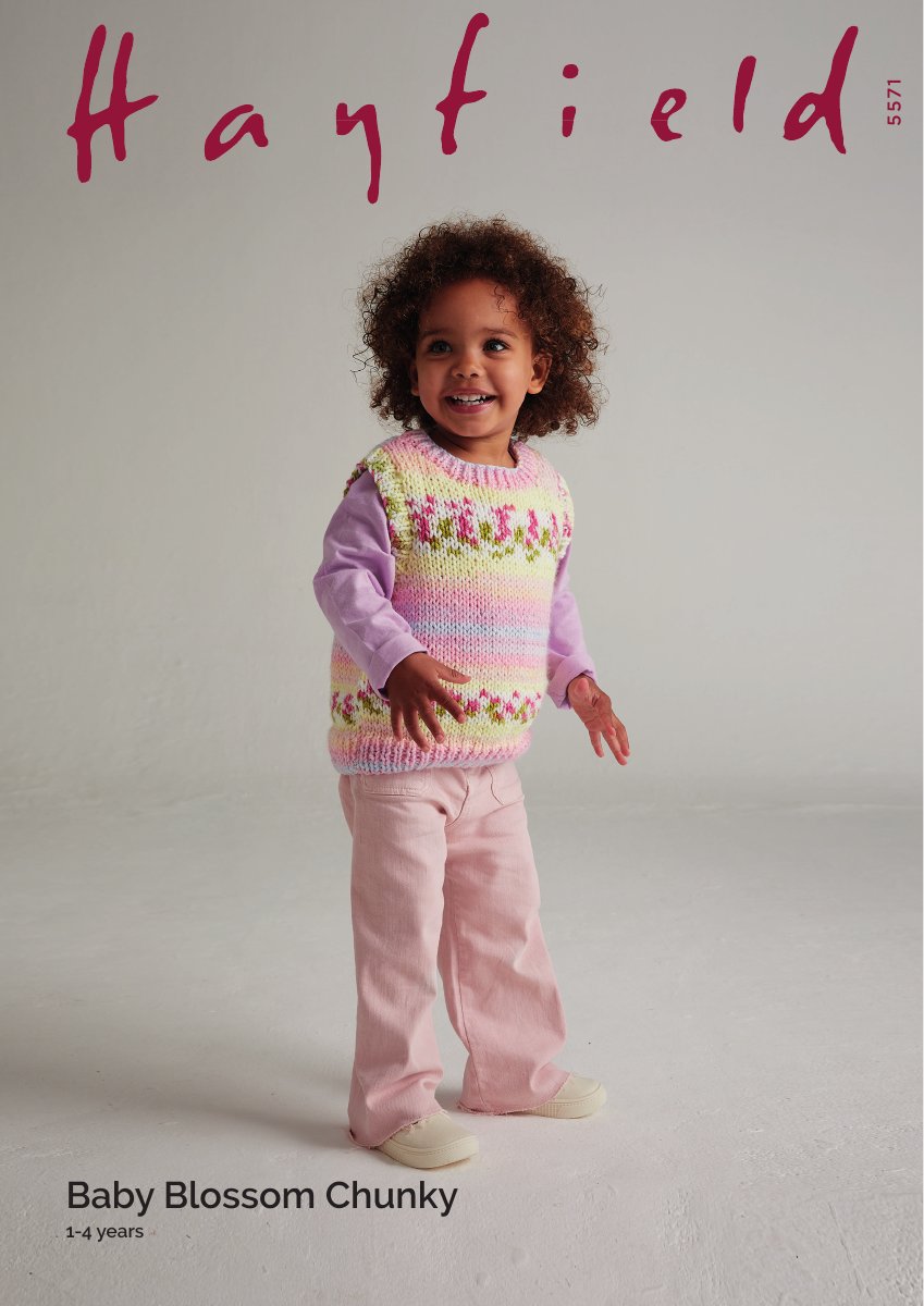 Hayfield 5571 Vest Top in Baby Blossom Chunky pattern cover
