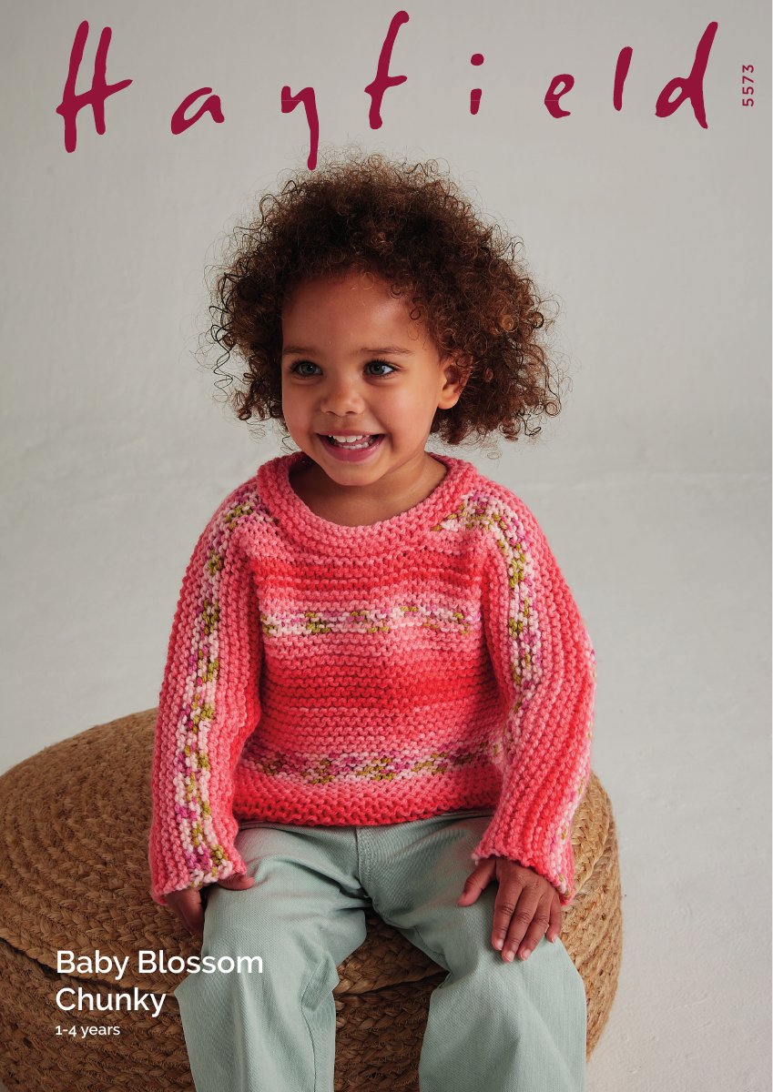 Hayfield 5573 Sweater in Baby Blossom Chunky pattern cover