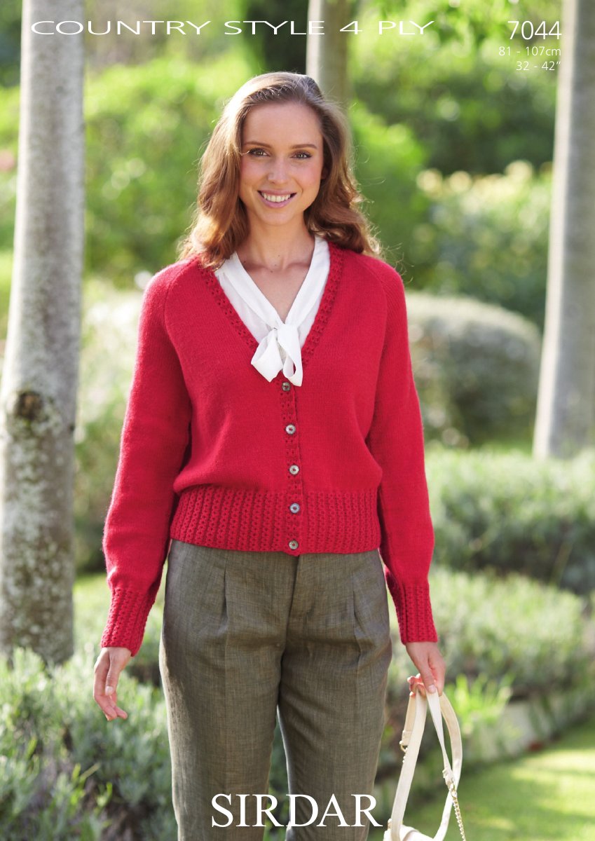 Sirdar 7044 Womans Cardigan in Country Style 4 Ply pattern cover