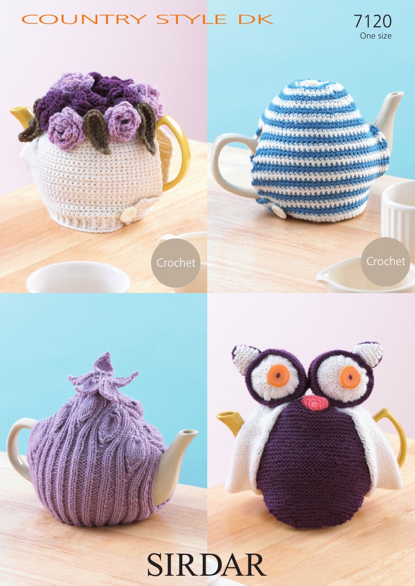 Sirdar 7120 Crochet/knitted Teacosies in Country Style DK pattern cover