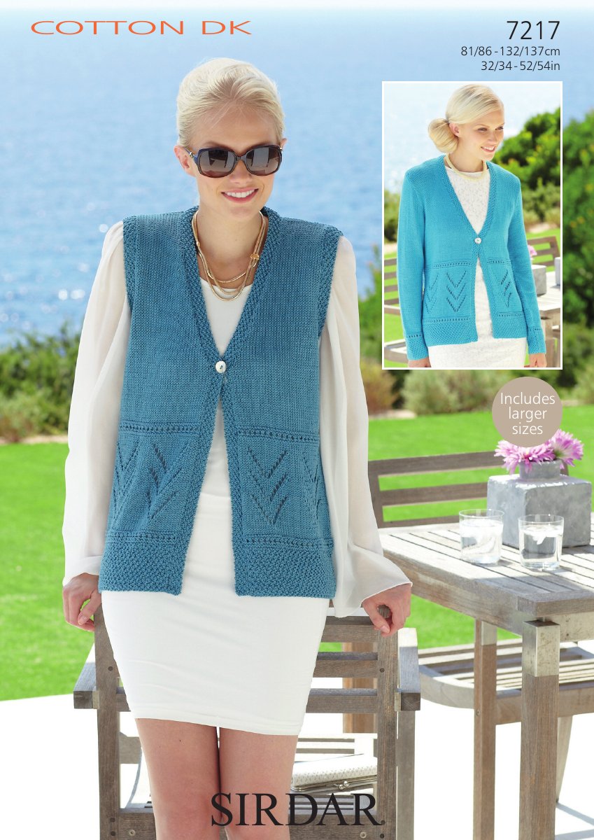 Sirdar 7217 Cardigan and Waistcoat in Cotton DK pattern cover
