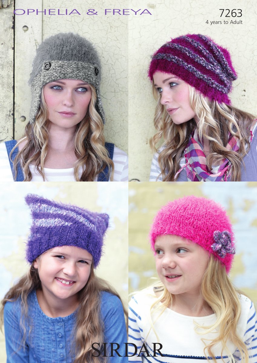 Sirdar 7263 Hats in Ophelia pattern cover