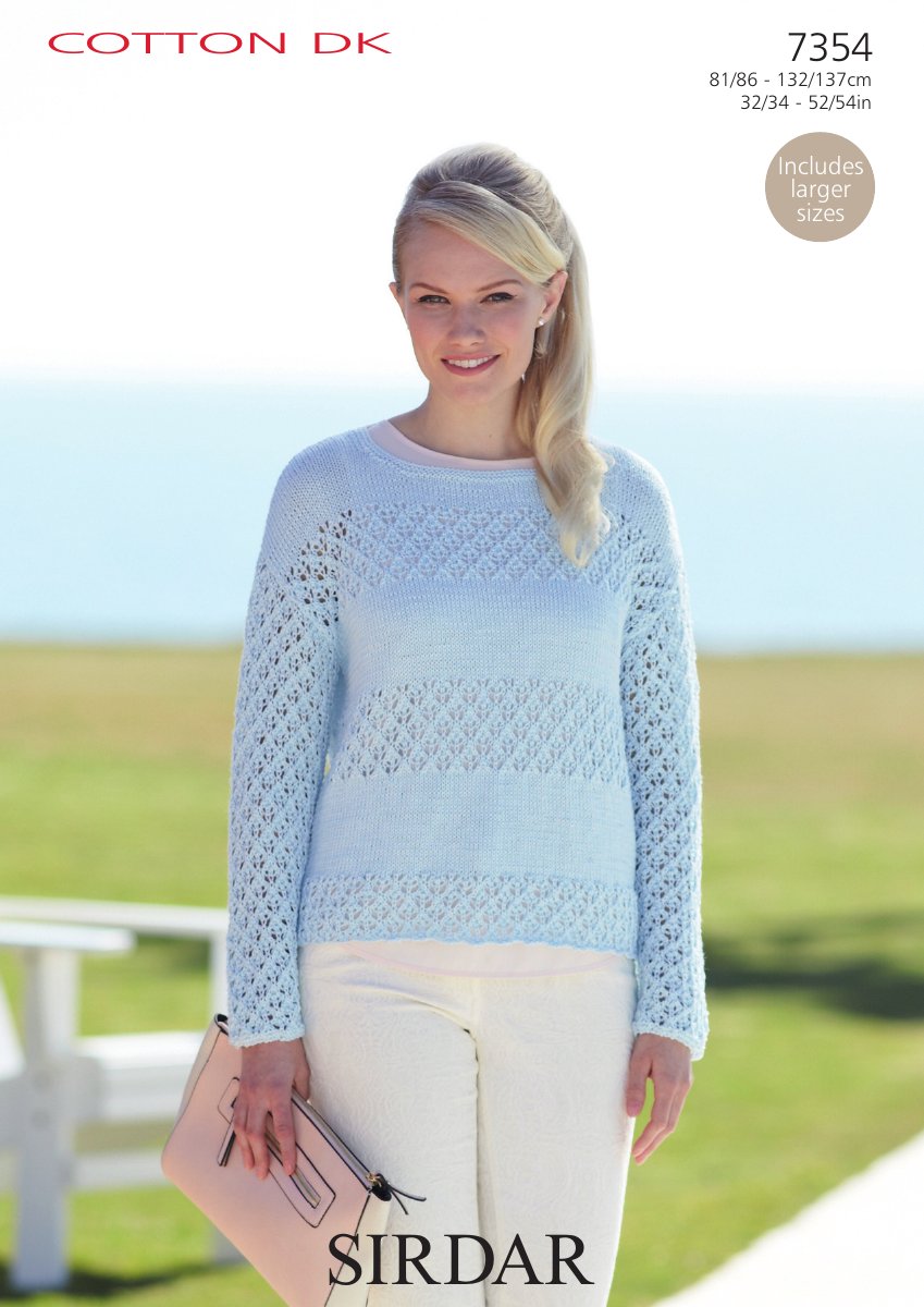 Sirdar 7354 Women's Sweater in Cotton DK pattern cover