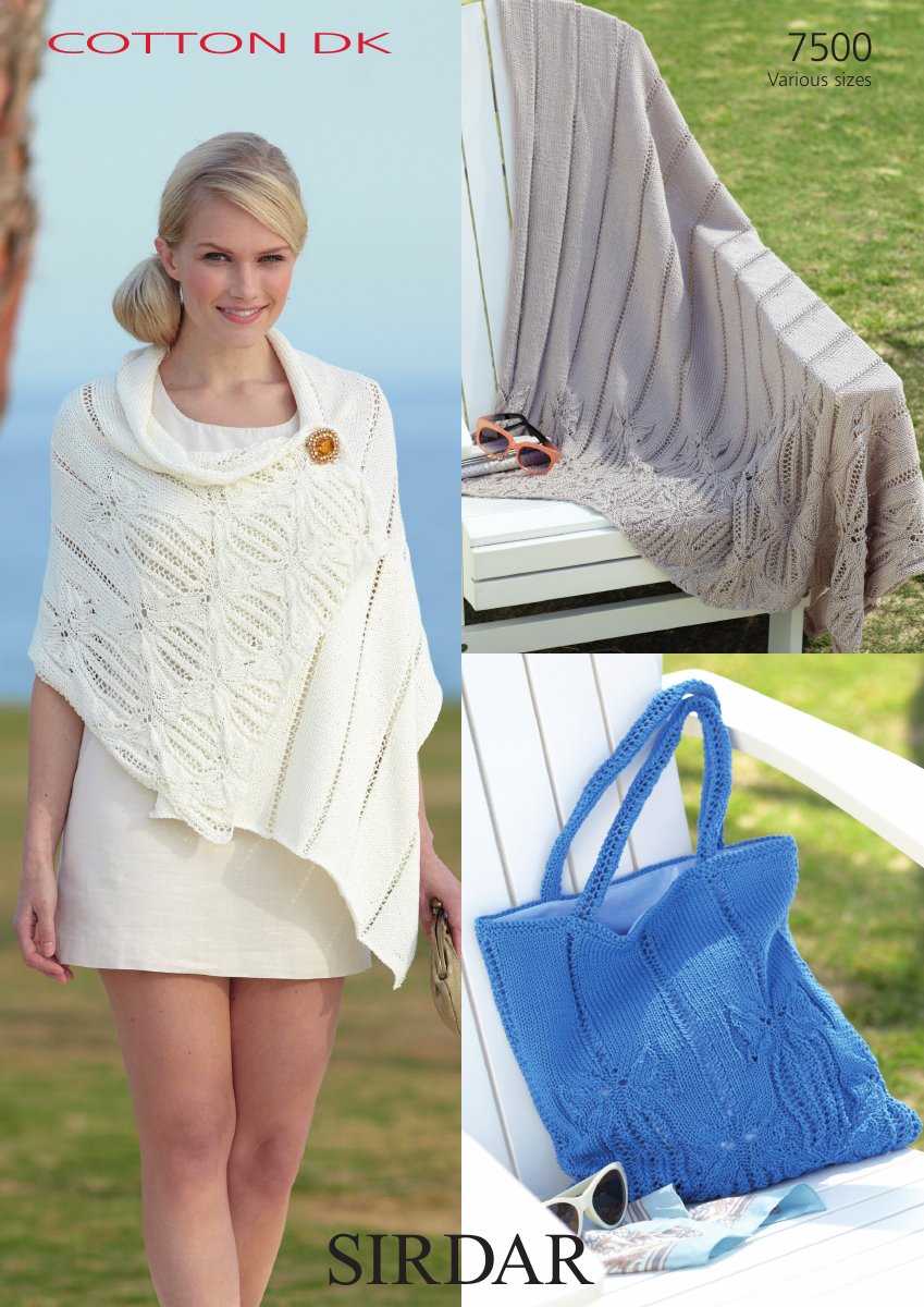 Sirdar 7500 Throw, Wrap and Bag in Cotton DK pattern cover