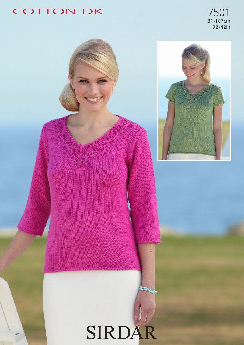 Sirdar 7501 Sweaters in Cotton DK pattern cover
