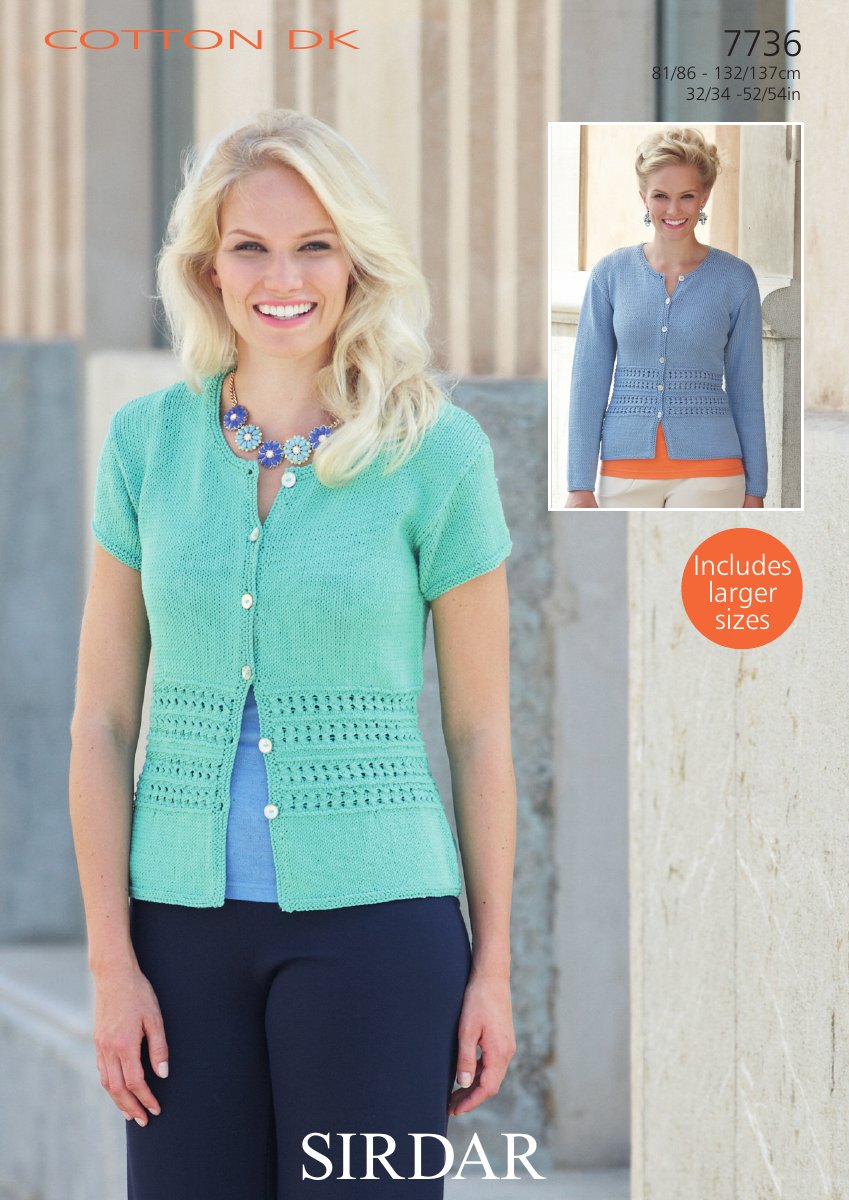Sirdar 7736 Cardigans in Cotton DK pattern cover