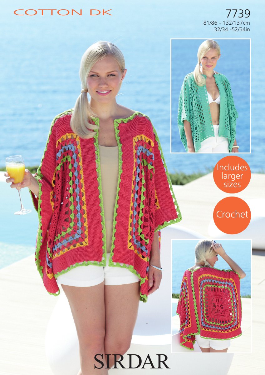 Sirdar 7739 Kimono Jacket in Cotton DK pattern cover