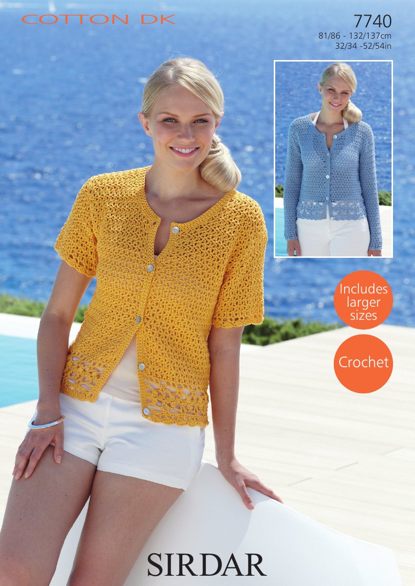 Sirdar 7740 Cardigans in Cotton DK pattern cover